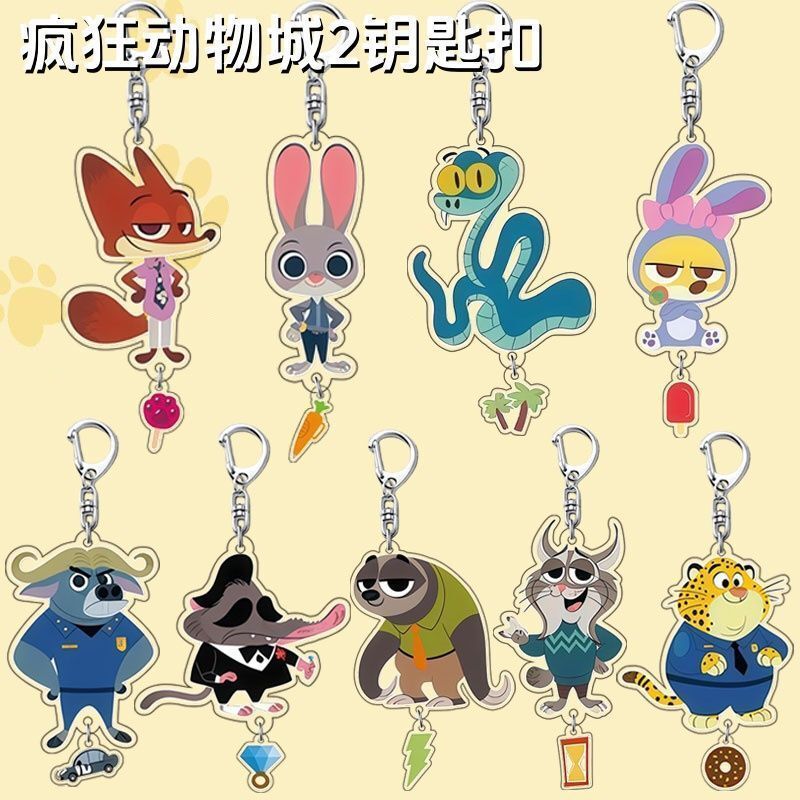 Zootopia Nick Judy พวงกุญแจกระเป๋าเป้สะพายหลังอะคริลิคสองด้านจี้น่ารักสินค้าของขวัญ
