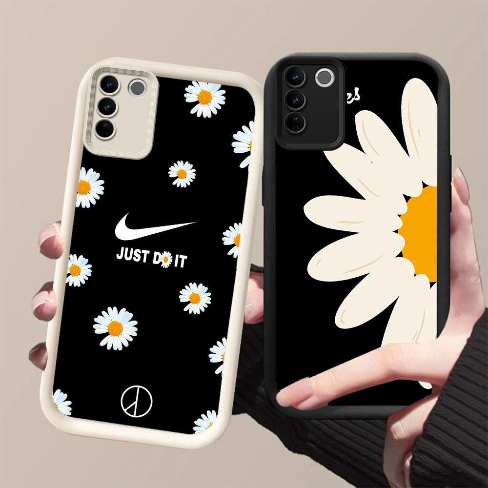 DJ-34 NK daisy flower Silicone Casing สีดําและสีขาวสําหรับ VIVO V27E V29 V27 Y100 V29E Y200e Pro