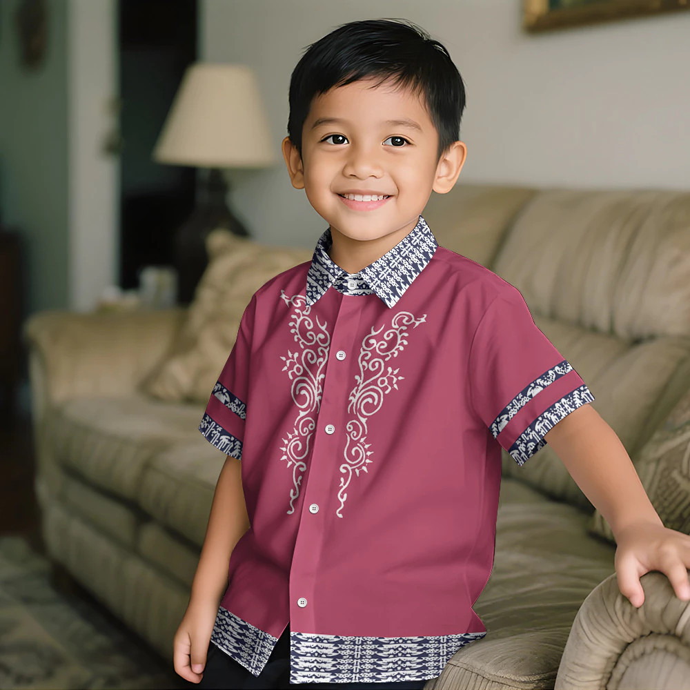 2025 Buwan ng Wika Celebration Ombre สีขาวสีดําเด็ก Barong Tagalog แขนสั้นเด็กวัยหัดเดิน 3D ระเหิด G