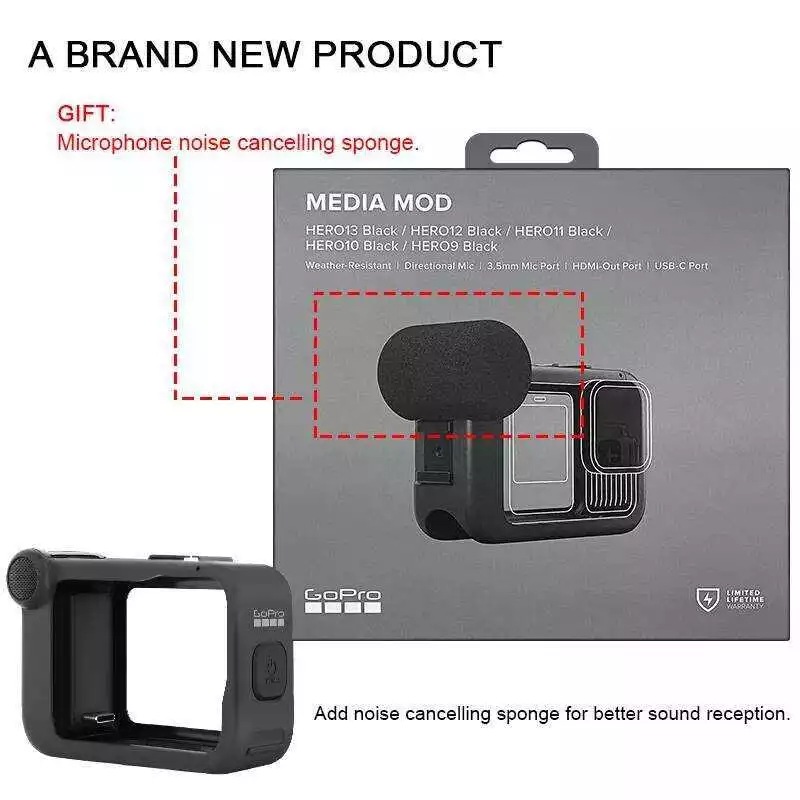 Gopro Media Mod สำหรับ Hero13/12/11/10/9 Black thumbnail 5