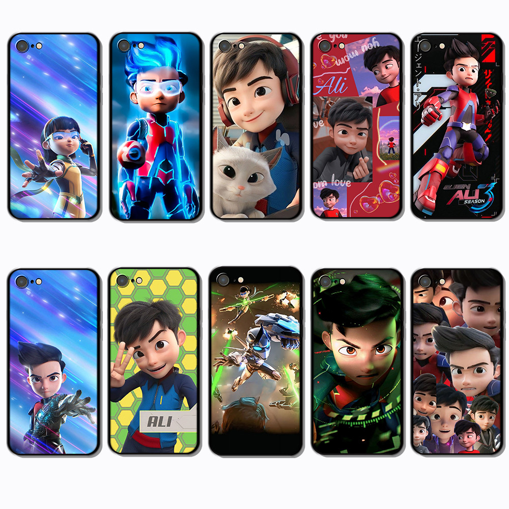 เคสโทรศัพท์สีดําแบบนุ่มสําหรับ iPhone 5 5s 6 6s 6 Plus 7 SE FG11 Ejen Ali ปลอก Anti fall ฝาครอบป้องก