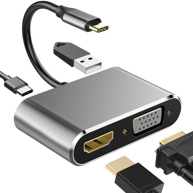 Type-c เป็น hdmi vga ตัวแปลงสองในหนึ่งเดียว type-c เป็น hdmi สถานีเชื่อมต่อ HD Four-in-One 4k