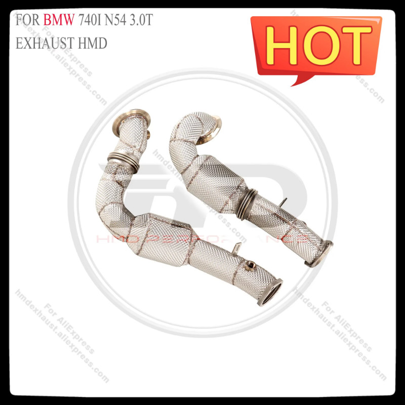 HMD Exhaust System High Flow Performance Downpipe for BMW 740i N54 3.0T with heat shield