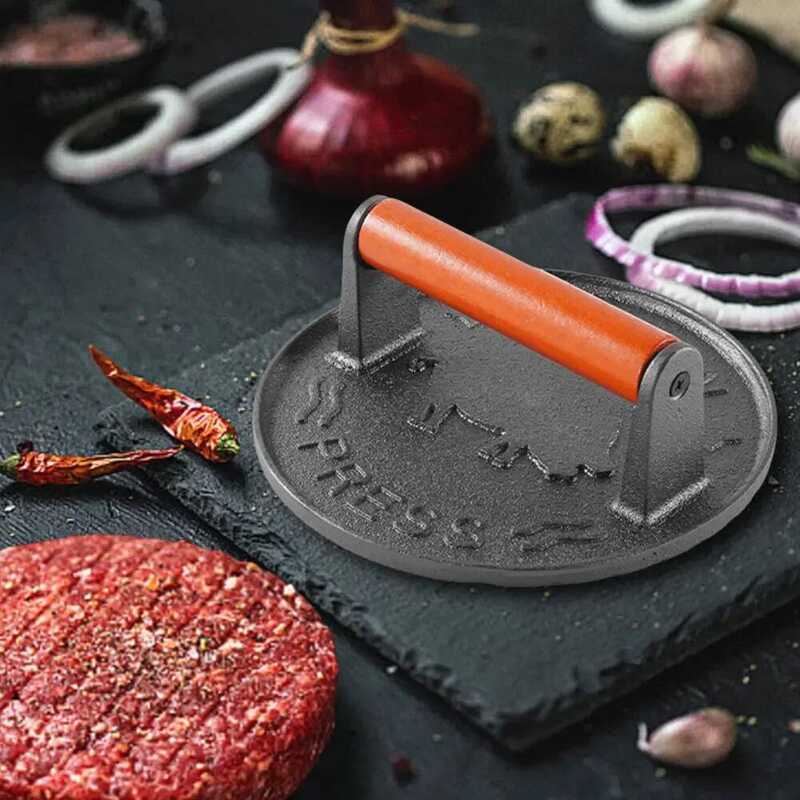 C Cast Iron Smash Burger Press Heavy-Duty Burger Patties Meat Masher Circular Meat Press Mold For D