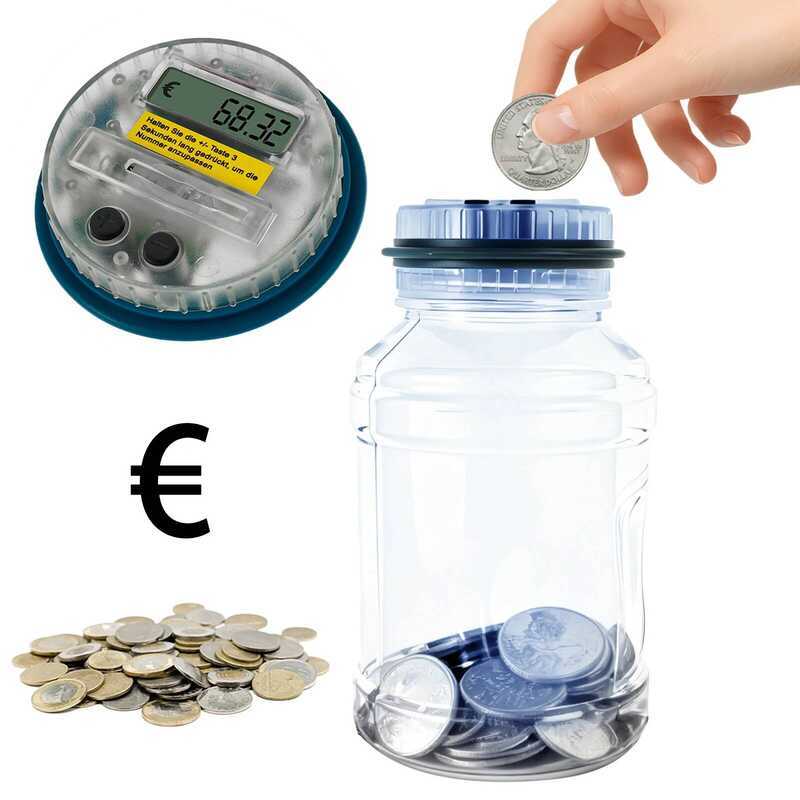 C Electronic Piggy Bank Counter Coin Digital LCD Display Amount Ounting Coin Euro Money Saving Jar