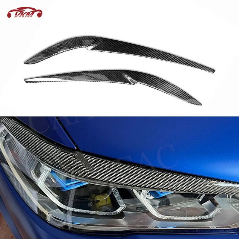 Carbon Fiber Car Front Headlamp Eyebrow Sticker Headlight Eyelid Cover Trim For BMW X5 G05 F95 X6 G