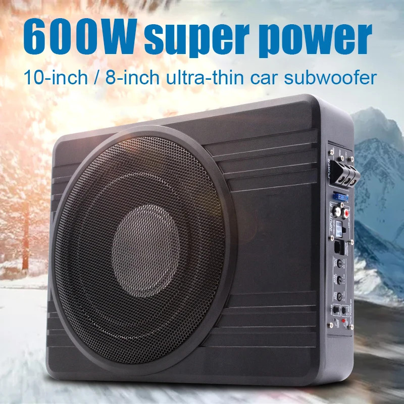 10Inch CarSubwoofer Audio 600W Aluminum Alloy Speaker Underseat Woofer Modification Ultra-thin Ampl