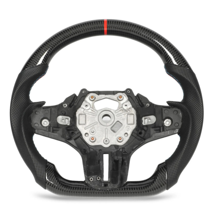 Carbon Fiber Steering Wheel Perforated Leather M-tri Stitching For BMW M3 M4 G80 G82 G83 F4X G2X M
