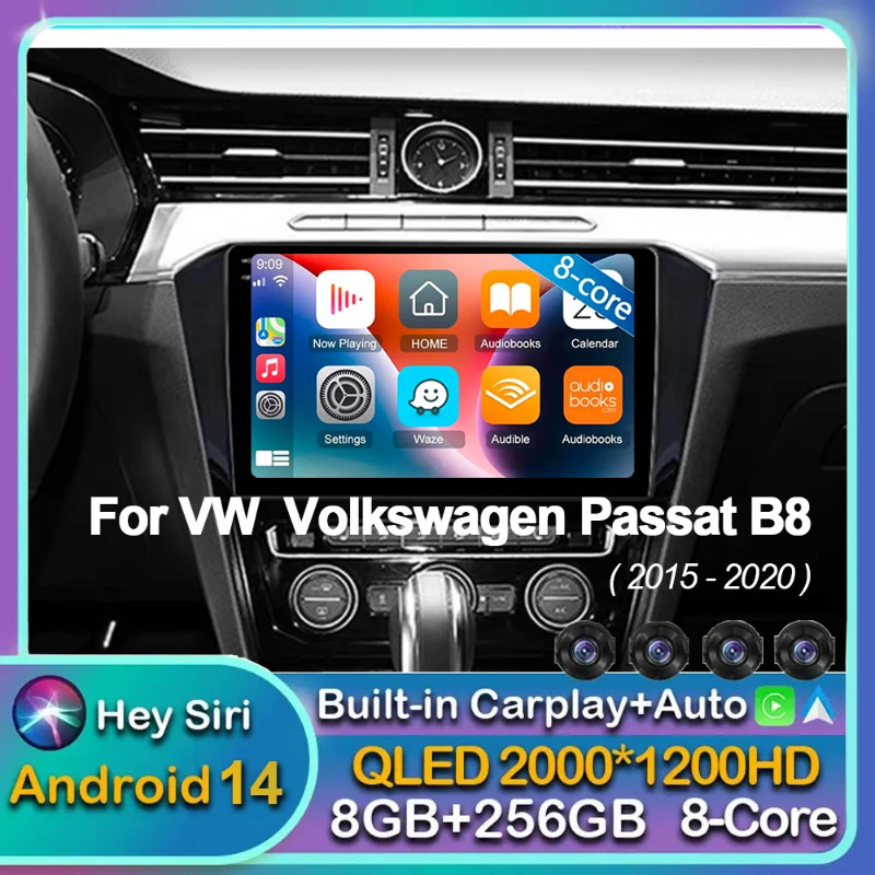 Android 14 Carplay Auto WIFI+4G Car Radio For VW  Volkswagen Passat B8 2015- 2020 Multimedia GPS Pl