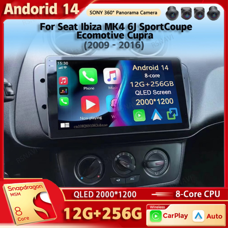 Android 14 Car Radio Multimedia Player For Seat Ibiza MK4 6J SportCoupe Ecomotive Cupra 2009 2010 2