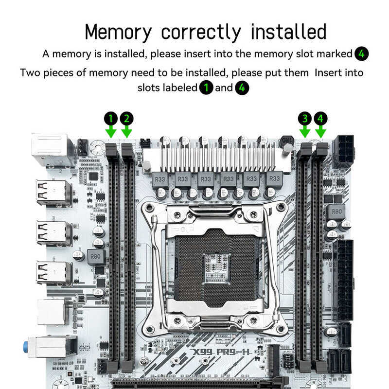 HINIST สีขาว X99 PR9-H เมนบอร์ด combo Intel Xeon E5 2630 V4 LGA 2011-3 CPU DDR4 16GB RAM NVME m.2 ชุ