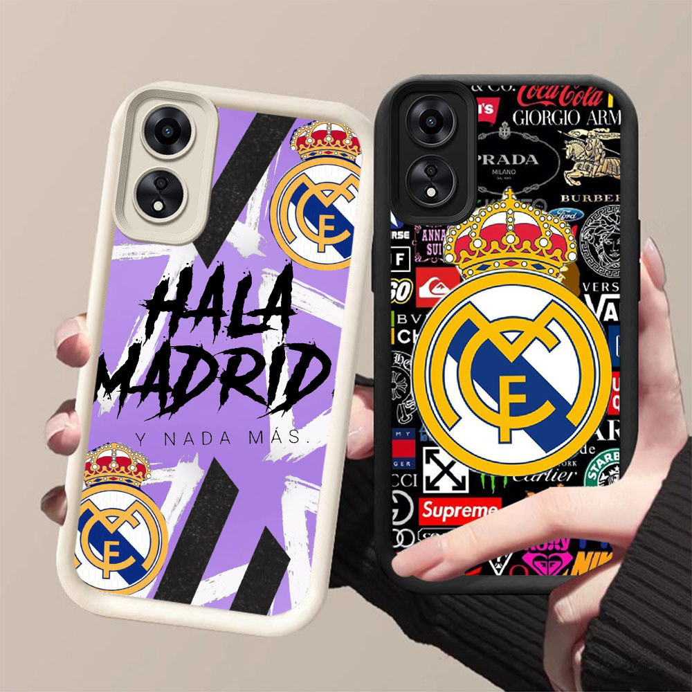 DJ-39 Real Madrid ปลอกซิลิโคนสีดําและสีขาวสําหรับ OPPO A98 A18 A38 A17K A78 A60 F23 A58 5G 4G
