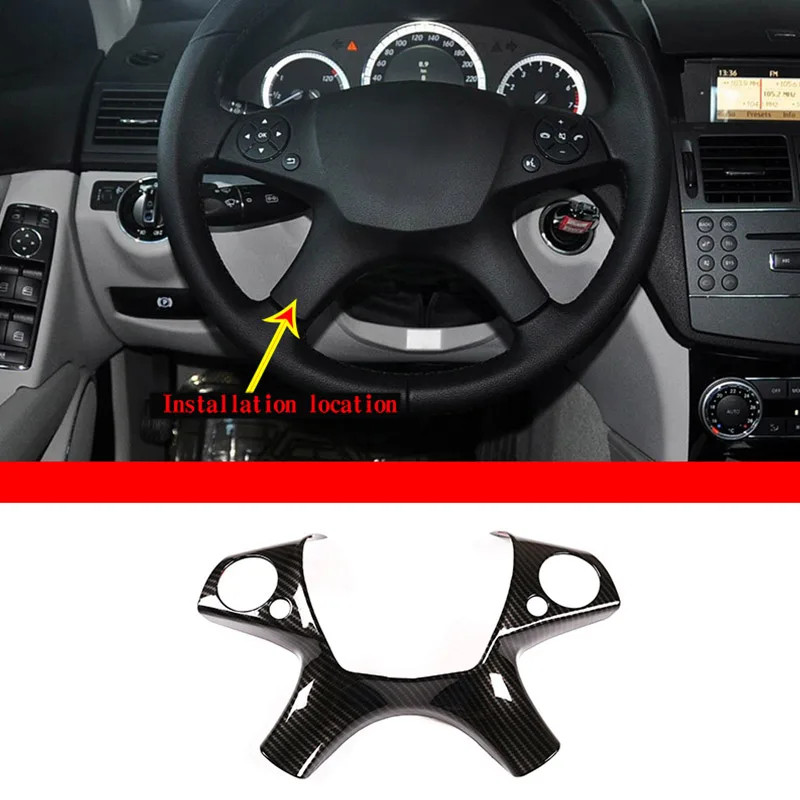 For Mercedes-Benz C-Class E-Class W204 W212 2007-2013 ABS Carbon Fiber Steering Wheel Decorative Co