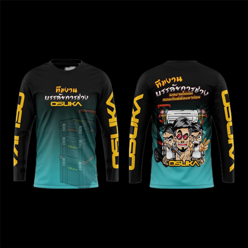 【OUMAI】เสื้อเชิ้ตแขนยาวพิมพ์ลายดีไซน์ใหม่ คอกลม เท่ เสื้อวัยรุ่น ราคาประหยัด