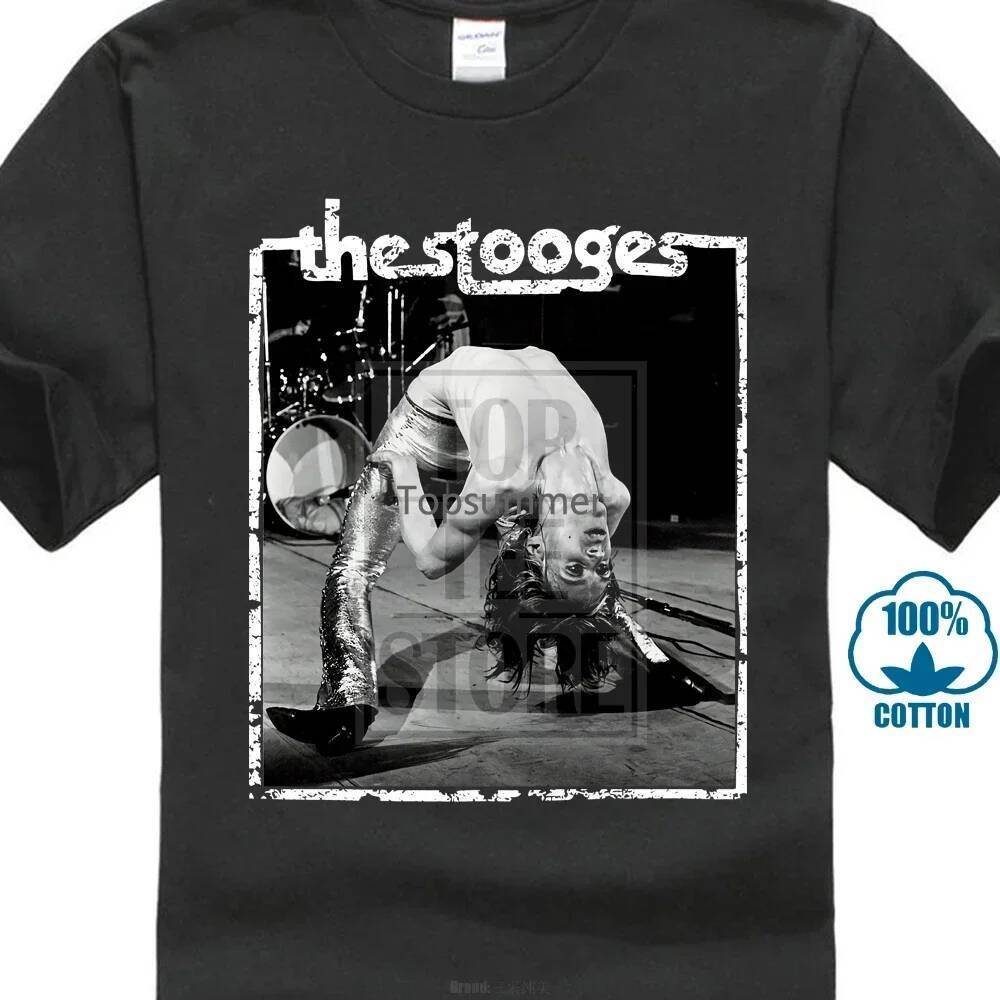 เสื้อยืด Iggy Pop และ The Stooges สไตล์พังก์ร็อก สีดำสำหรับผู้ชาย เท่มาก!