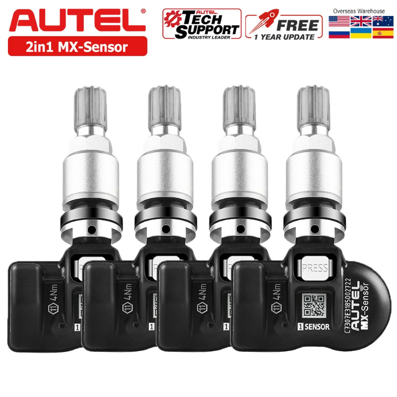 Autel TPMS MX-Sensor 315MHz+433MHz 2in1 Tire Sensor 100% Cloneable TPMS Programmable Sensors for Ti