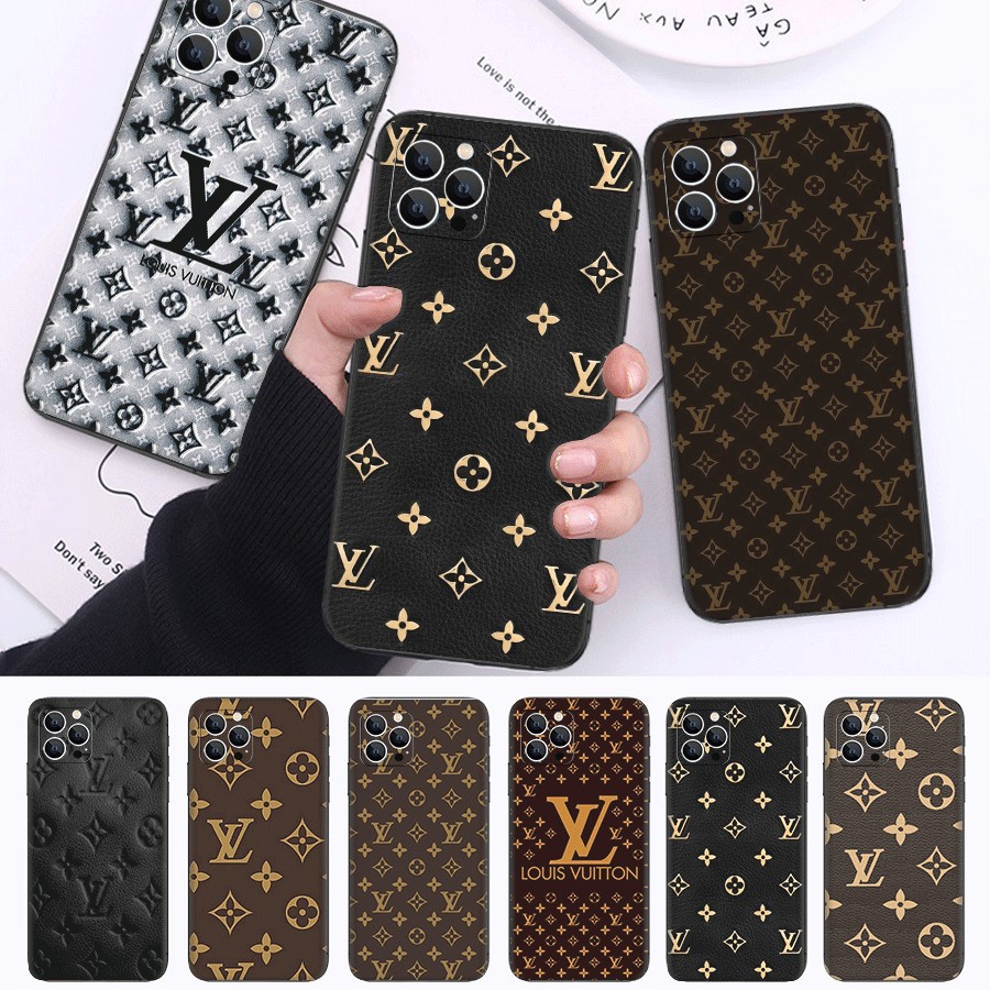 K5 คลาสสิก LV รูปแบบผ้าใบสําหรับ iPhone 14 15 16 Pro Plus Max ความเข้ากันได้ TPU Spot สีดําพลาสติก S