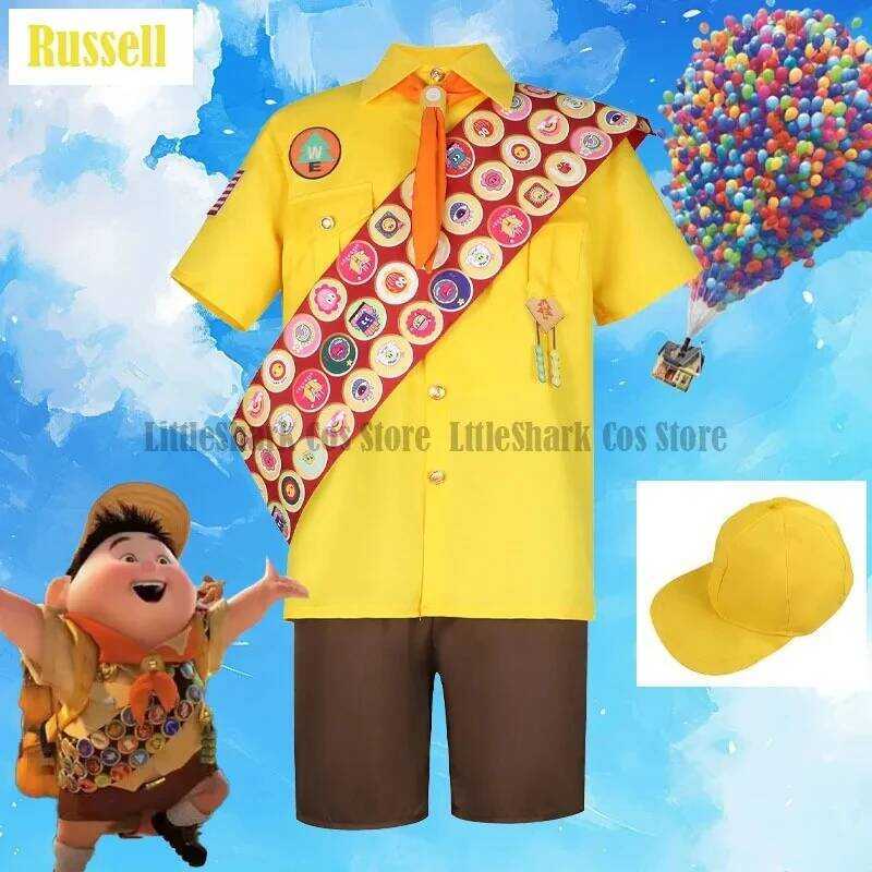 C Up Russell Cosplay Costume Up Russell Costume Hat Shoulder Strap Outfit Adult Stage Christmas Hal