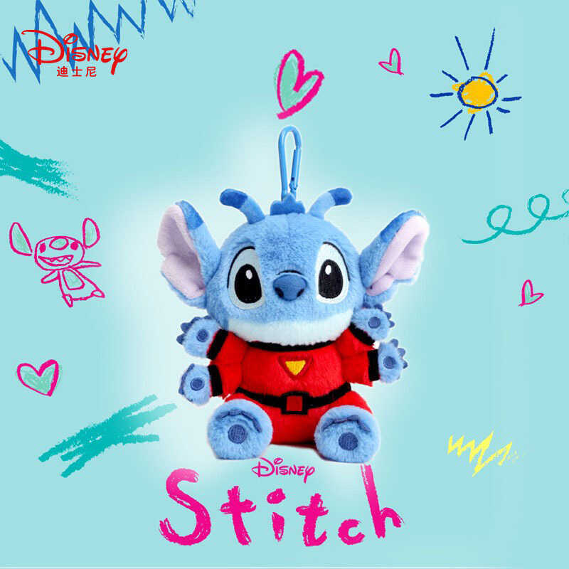 Disney ของแท้ Stitch Combat Form ตุ๊กตาของเล่นตุ๊กตาจี้พวงกุญแจตุ๊กตา Stitch จี้