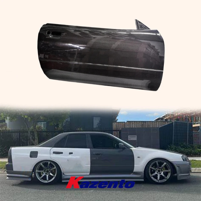 For Nissan Skyline R34 GTT GTR Side Door Replacement Pair Carbon Fiber Body Kits