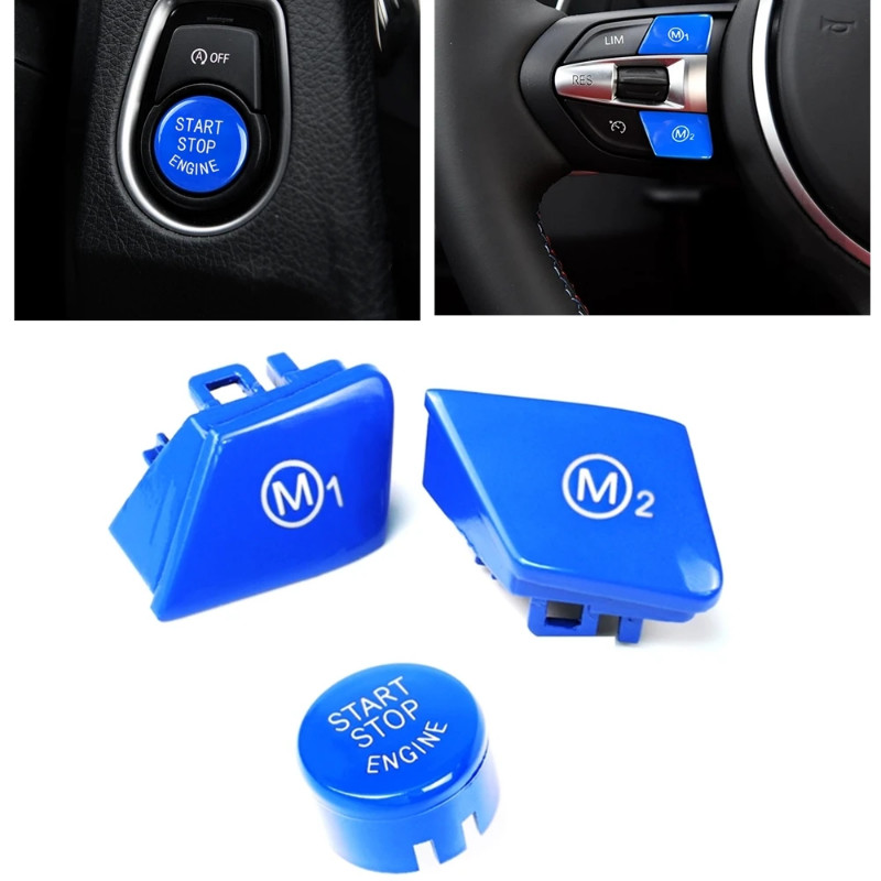 Car Steering Wheel Switch Button Cover M & Engine Start Button Cap For BMW F87 M2 F82 M4 Coupe F80