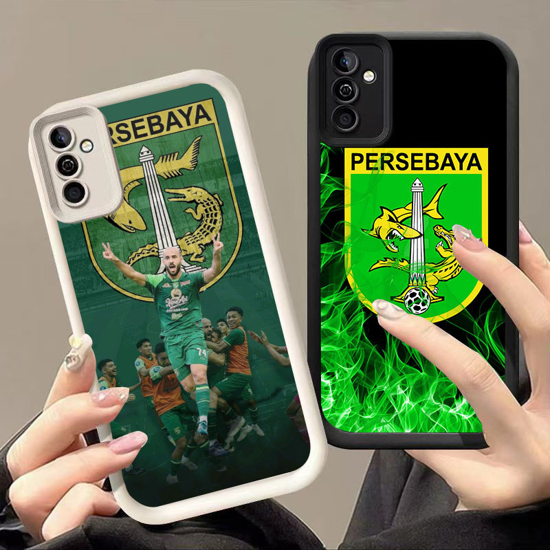 DK-76 Persebaya ปลอกซิลิโคนสีดําและสีขาวสําหรับ Samsung A35 A34 S25 S24 A24 A17 A26 A25 FE Ultra 5G