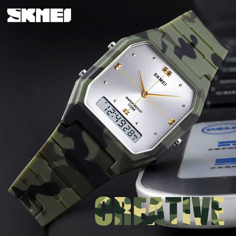Moment Beauty skmei Outdoor Multifunctional Fashion Sports Waterproof Couple Dual Display 3 Time นาฬ