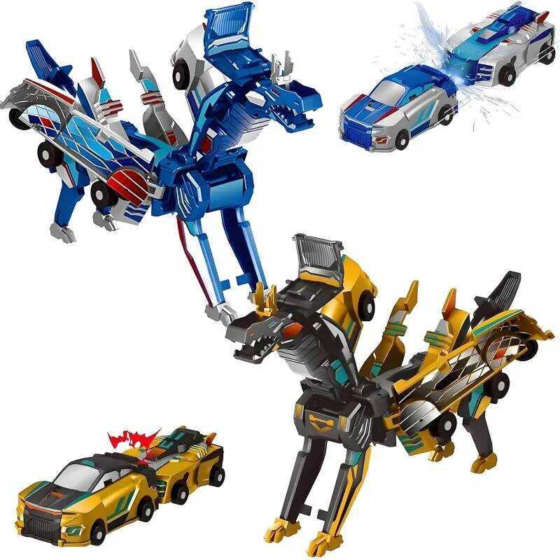 C 2-In-1 Colliion Tranformation Dinoaur Car Toy Deer Car Toy |Magnetic Car Convertible Robot Toy|Di