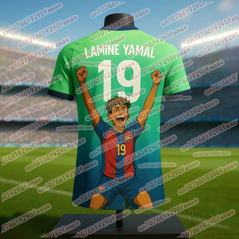 Lamine Yamal 19 Fan Jersey สไตล์สตรีท เสื้อฟุตบอลผู้ชาย ออกแบบ 3D จำกัด-edition