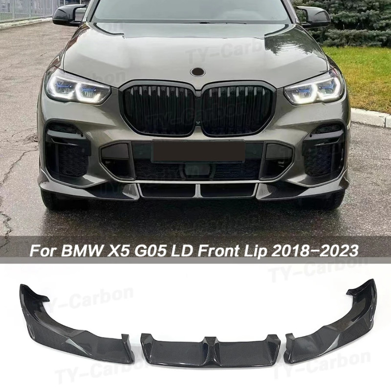 For BMW X5 G05 Carbon Fiber Front Bumper Lip Spoiler Splitter Guard BodyKit Cover M50 xDrive 40i 35