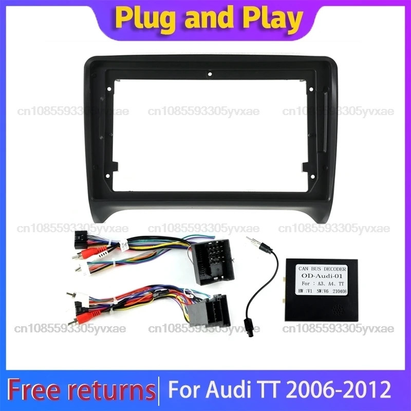 2Din 9 inch Car DVD  Radio Fascia Frame For Audi TT MK2 8J 2006-2012 Fascia Panel Plate Installatio