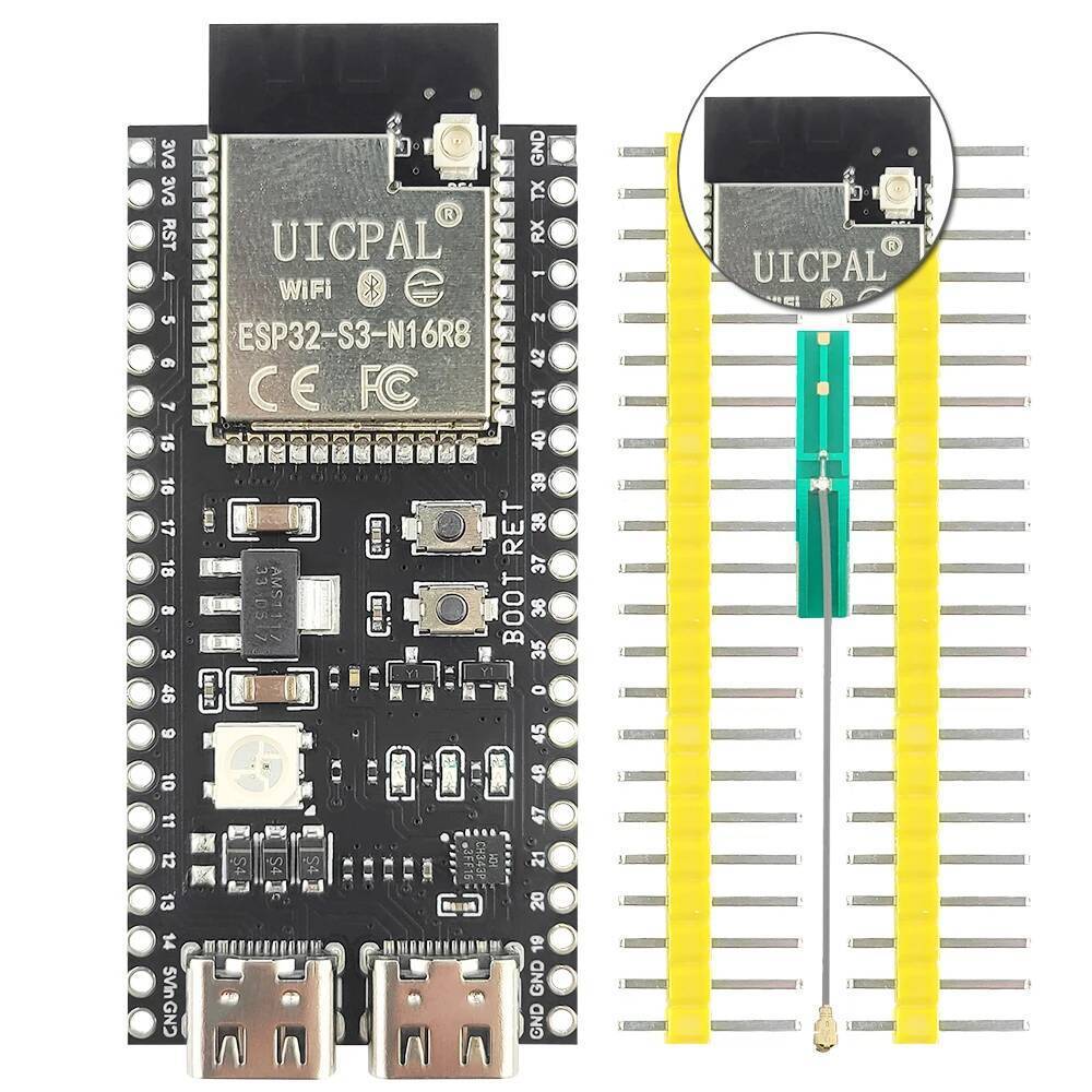 ESP32 S3 บอร์ดพัฒนา 2.4G ขยายโมดูล Wifi สําหรับ AI Internet of Thing ESP32-S3WROOM1 N16R8 MCU 44Pin 