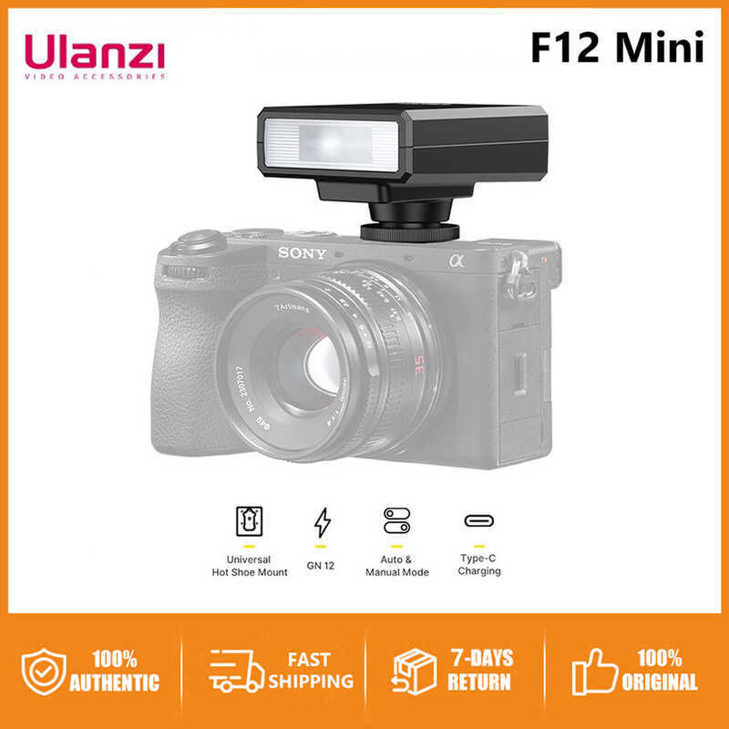 Ulanzi F12 Mini Camera Flash Speedlite 5600K GN12 Standard Hot Shoe Mount