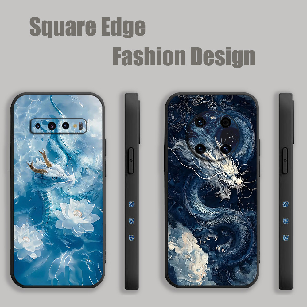 ปลอกสําหรับ Vivo Y02s Y16 Y35 Y22S Y02 Y02A Y36 V27e V29e Y17sWhite Dragon Wave Art พื้นหลัง FRX010 