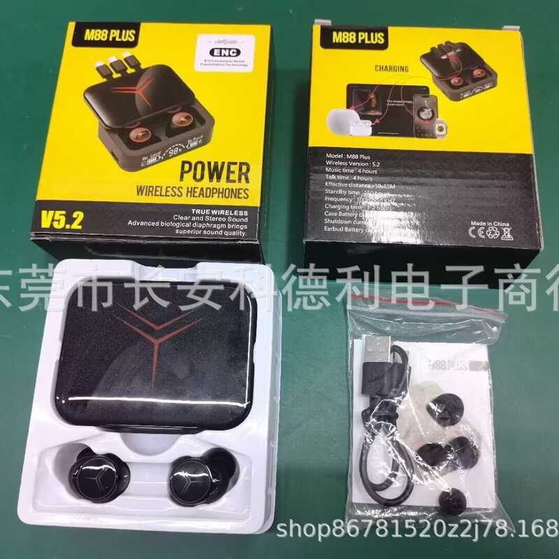 M88PLUS ชุดหูฟังบลูทูธไร้สายฝาครอบสไลด์จอแสดงผลดิจิตอล M90pro Cool ชุดหูฟัง 5.3