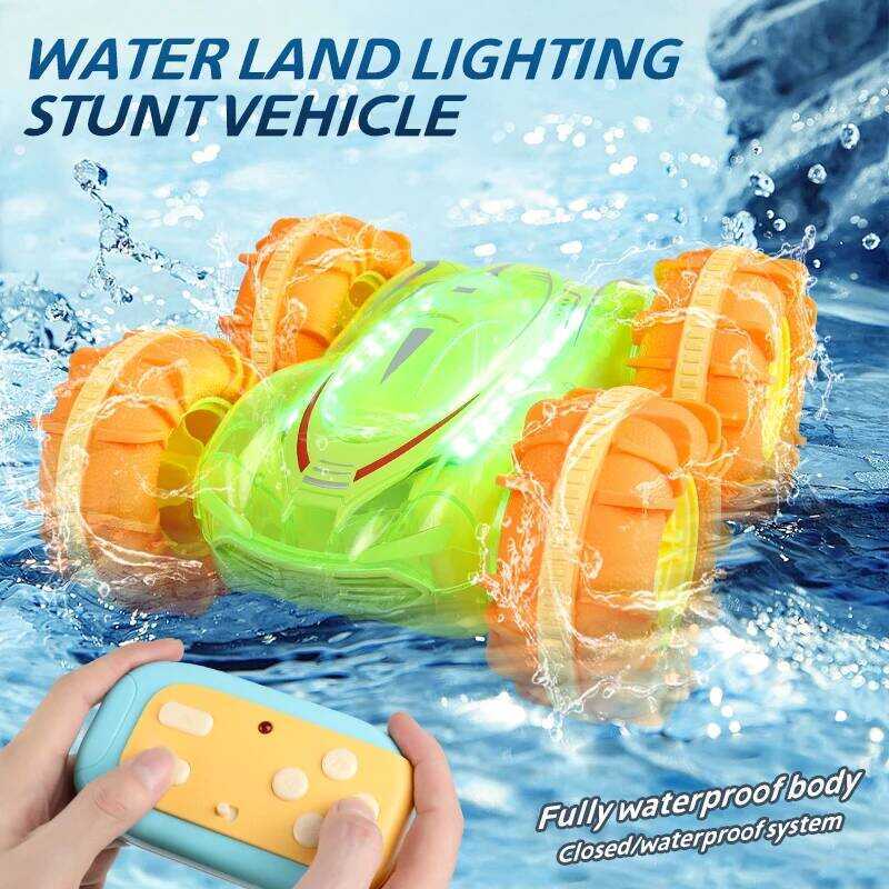 C 2.4G RC Stunt Car Multifunctional Multi-Mode Colorful Light Remote-Controll Amphibious Vehicle Ra