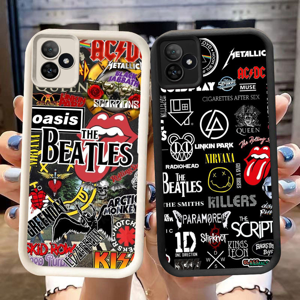 DJ-41 Rock Band ปลอกซิลิโคนสีดําและสีขาวสําหรับ Realme Narzo หมายเหตุ C63 C53 SE N53 6 C61 N61 NEO6 