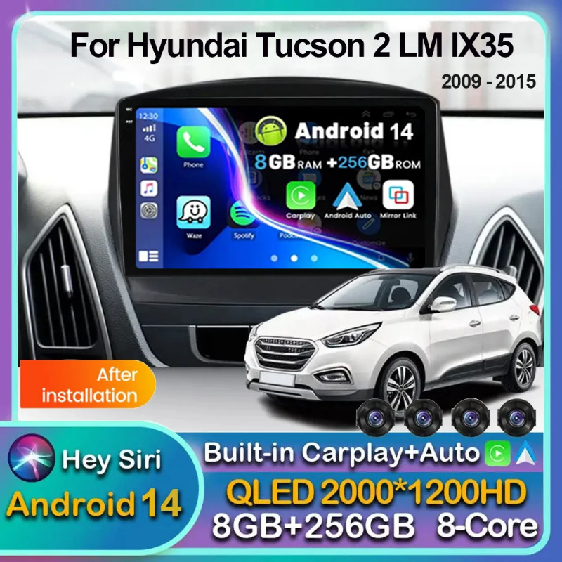 Android 14 Carplay Auto Car Radio For Hyundai Tucson 2 LM IX35 2009 2010 2011 2012 2013 2014 2015 M