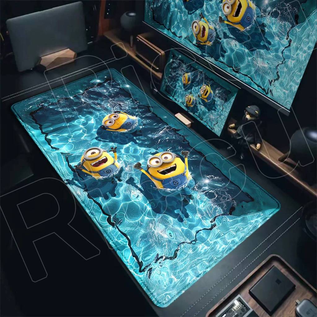 ใหม่ HD พิมพ์การ์ตูนตลก M-Minions Mousepad คอมพิวเตอร์ Gamers ล็อคขอบแผ่นรองเมาส์กันลื่น XXL คีย์บอร์ด PC สีเหลืองโต๊ะ Pad