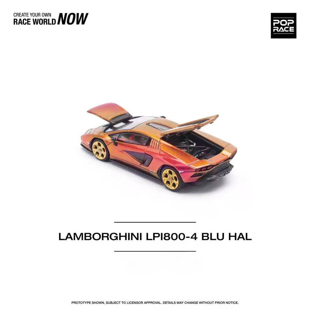 P POP RACE 1: 64 Lamborghini Contash LP800-4 เปิดฝาครอบด้านหน้าด้านหลังรุ่นรถโลหะผสม