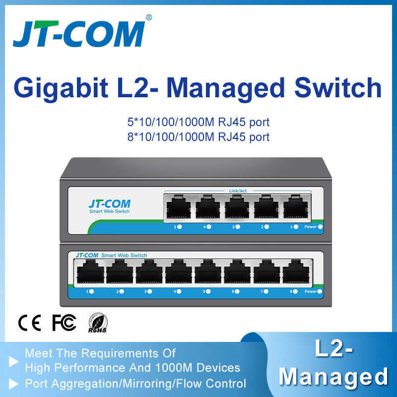JT-COM 5/8 Port Gigabit Smart Switch - Web Managed พร้อม VLAN QoS | เหมาะสําหรับบ้านและธุรกิจขนาดเล็