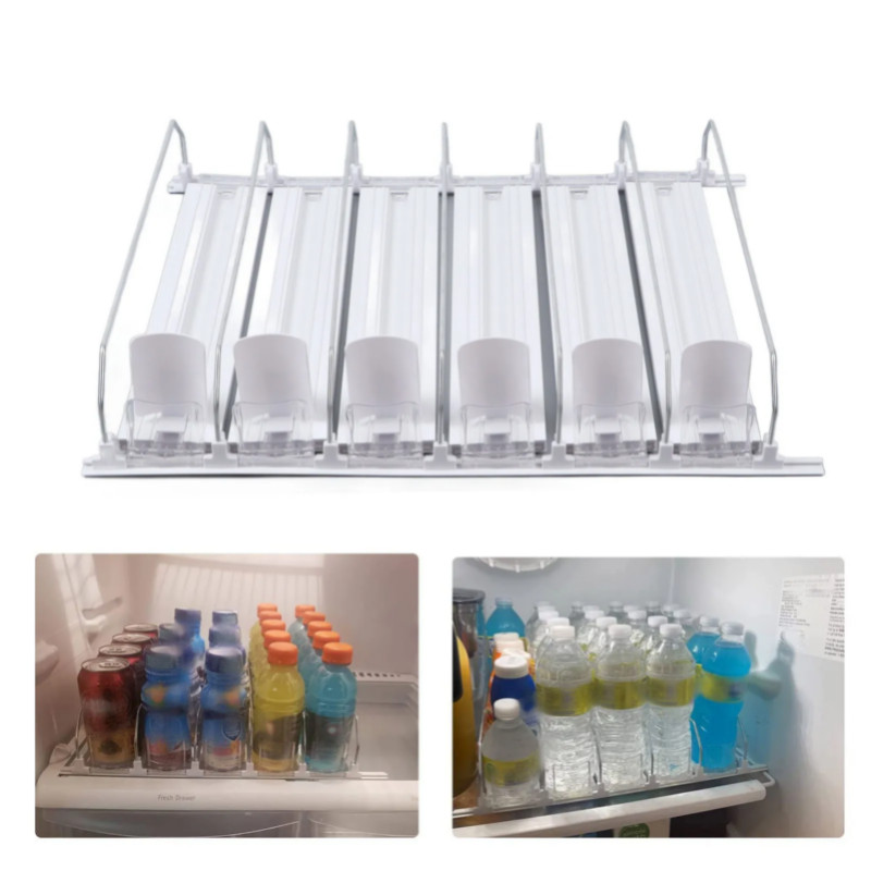 Refrigerator Beverage Holder Large Capacity Drink Storage Rack Drink Automatic Pusher Glide Adjusta