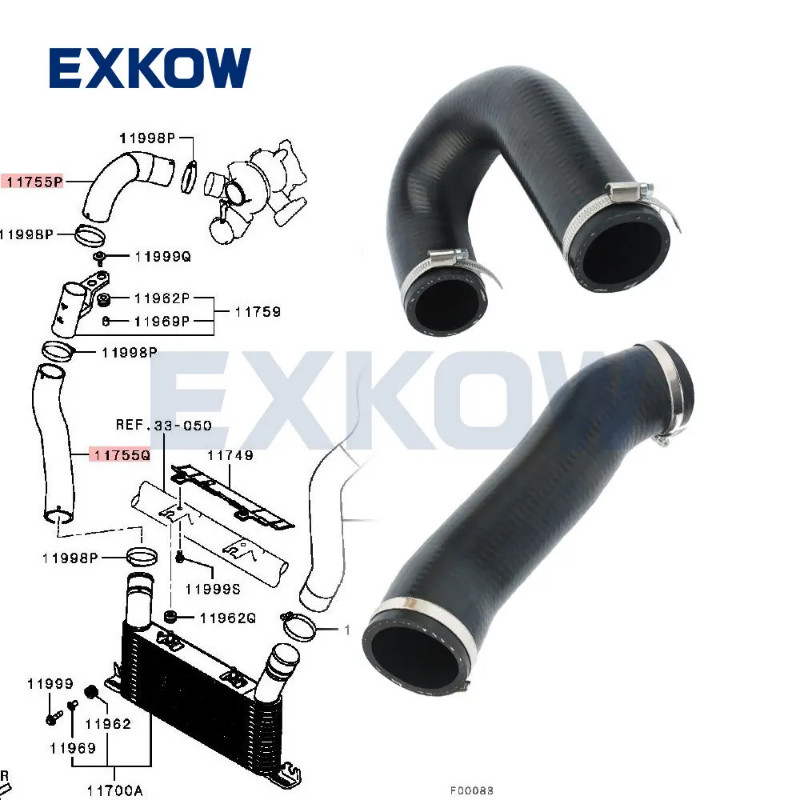 Inter Cooler Inlet Intake Air Hose for Mitsubishi Pajero Montero V88W V98W 1505A359 1505A360 1505A3