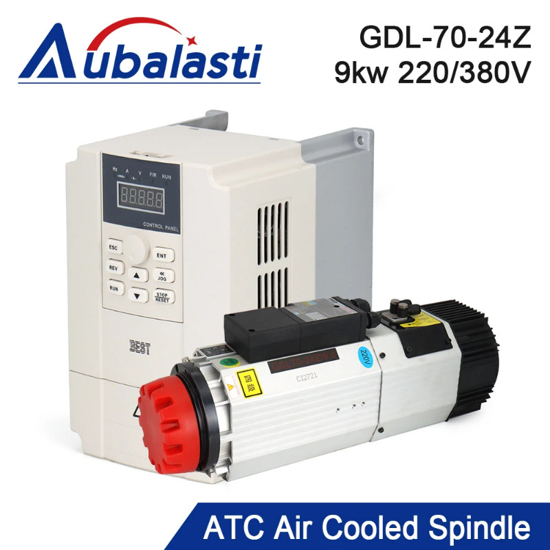 HQD 9kw Automatic Tool Change Spindle ISO30 Air Cooled ATC Spindle Motor 220v 380v 24000rpm Inverte