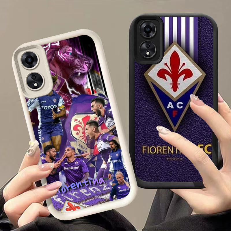 DK-52 AC Fiorentina ปลอกซิลิโคนสีดําและสีขาวสําหรับ OPPO A98 A18 A38 A17K A78 A60 F23 A58 5G 4G