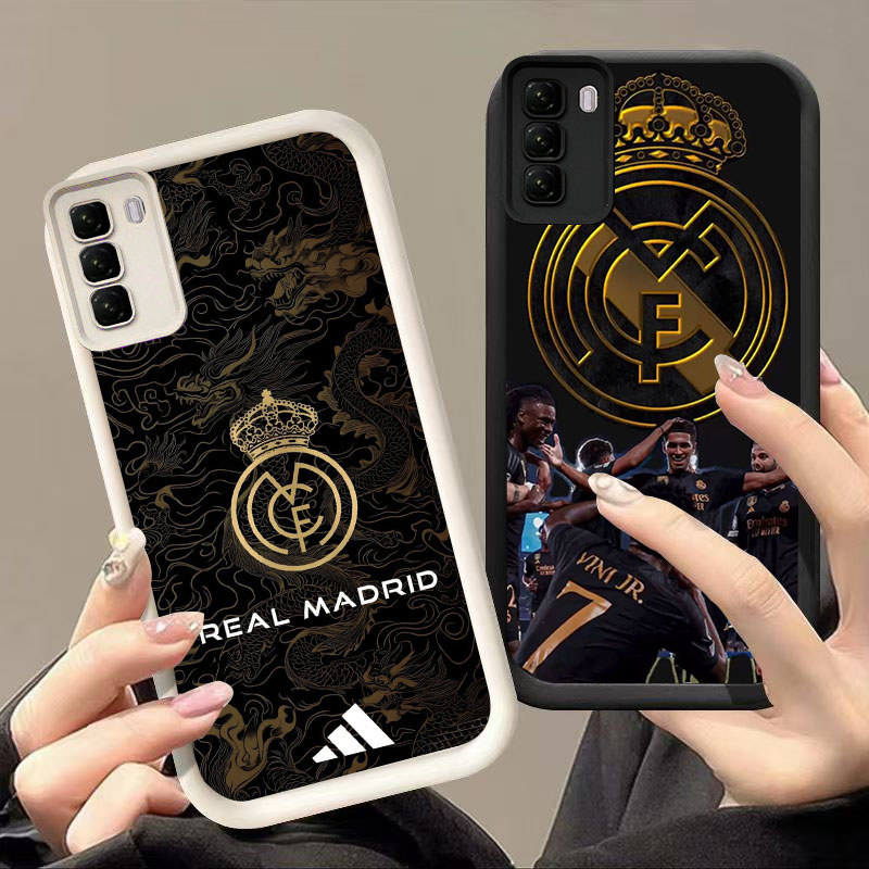 DJ-39 Real Madrid ปลอกซิลิโคนสีดําและสีขาวสําหรับ ITEL Infinix Tecno Spark HOT Tec 50 20Pro Camon P5