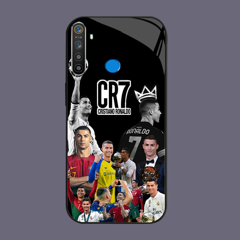 DK-57 CR7 FC Casing GLASS soft frame สีดํา OPPO Realme Narzo Reno F27 20 C65 3 5i 5 20A 7 3i 12F 6i 