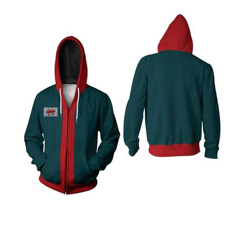 C Adult Miles Morales Spiderman Hoodie Cosplay Erhero Anime Jacket Green Zipper Hooded Coat 3D Prin