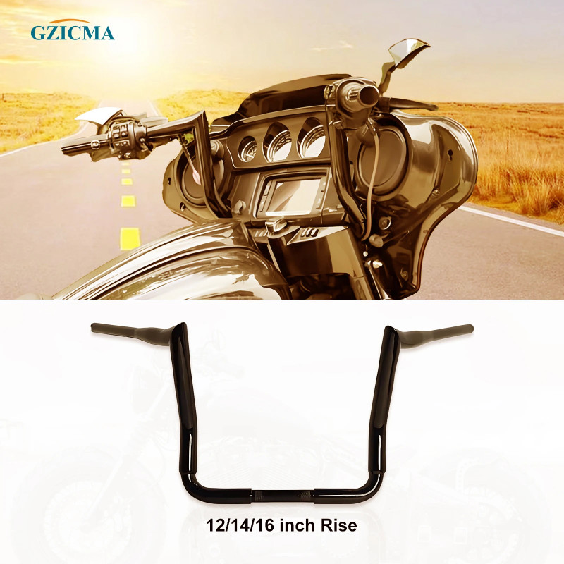 GZICMA Bagger Meathook Handlebar 1.5-inch Fat Bar 1-inch Clamp Black for Harley Touring 2007-2023 S
