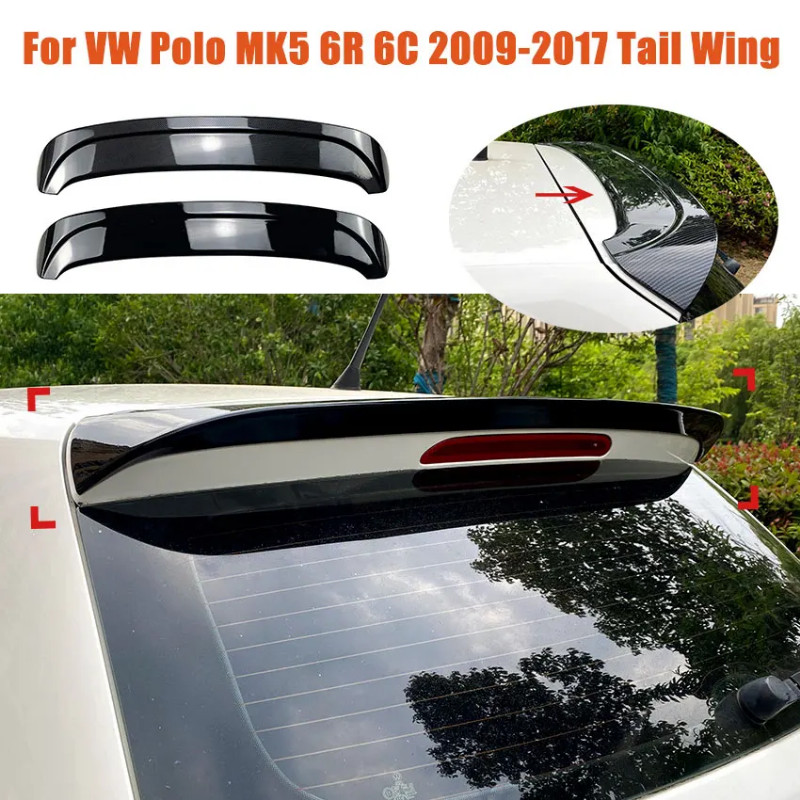 For VW Polo MK5 6R 6C 2009-2017 Car Top Rear Wing Fixed Wind Wing Splitter Roof Trunk Spoiler ABS B
